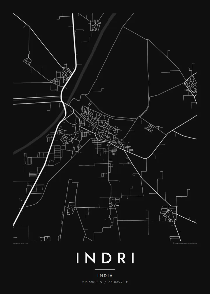 Indri map poster — Noir style