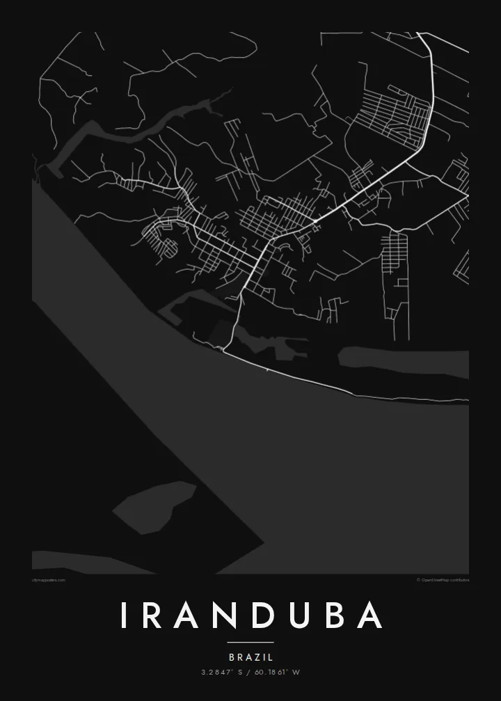 Iranduba map poster — Noir