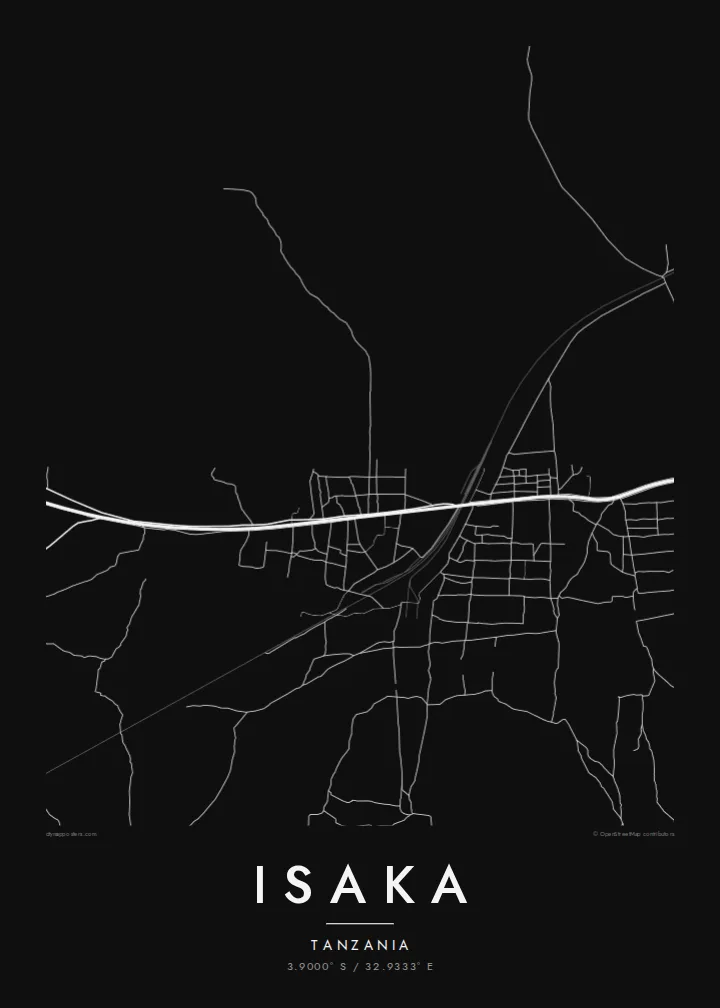Isaka map poster — Noir