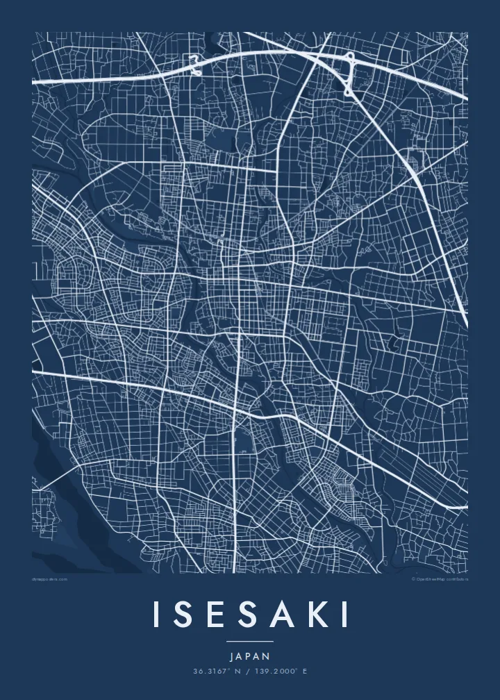 Isesaki map poster — Blueprint