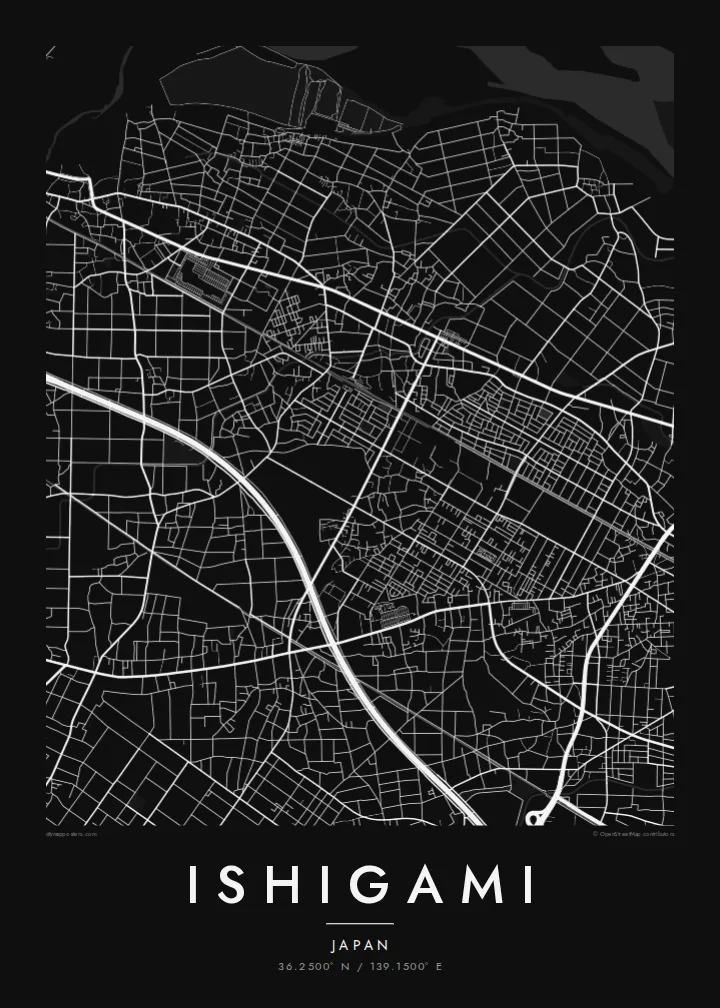 Ishigami map poster — Noir