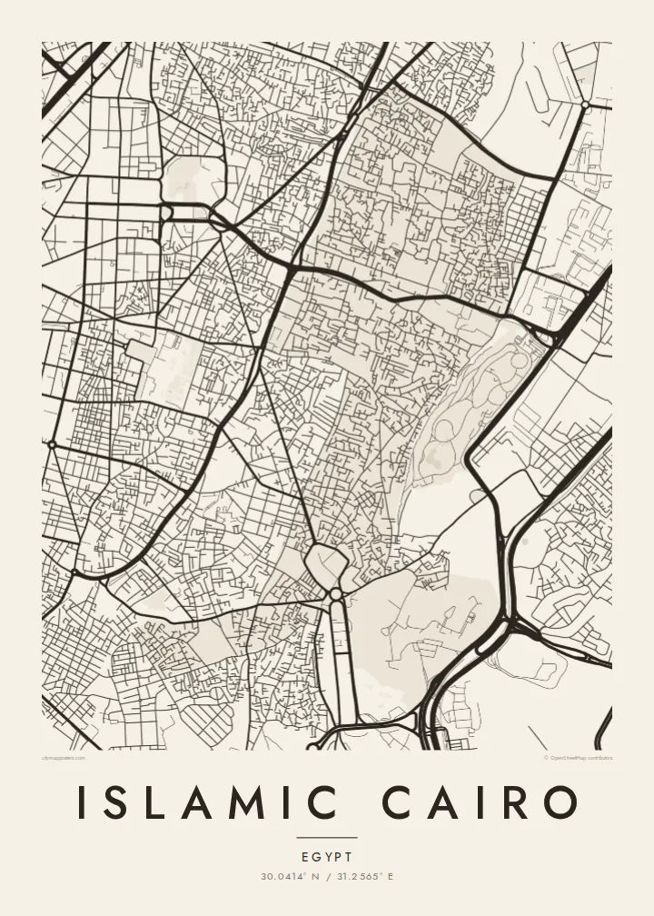 Islamic Cairo map poster — Paper style