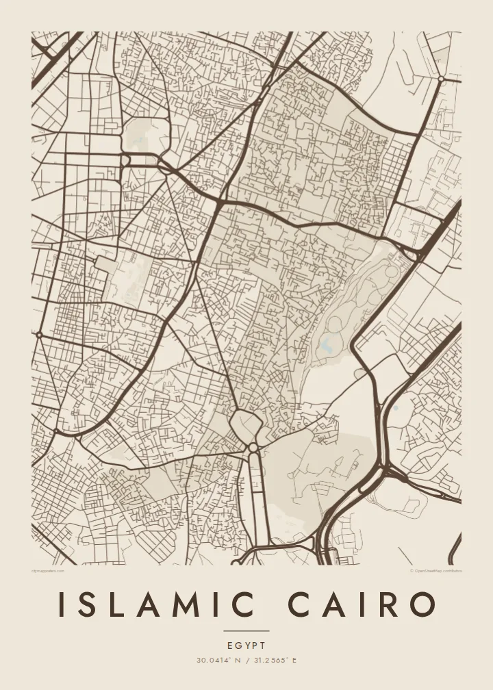 Islamic Cairo map poster — Sand style
