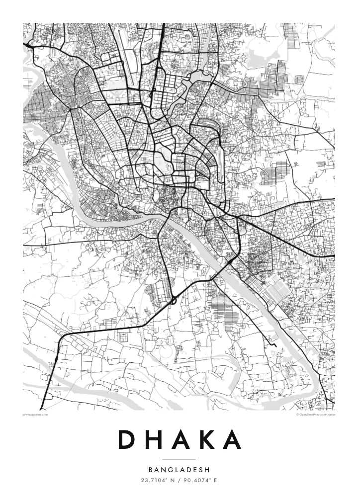 Poster mappa di Dacca — Classic