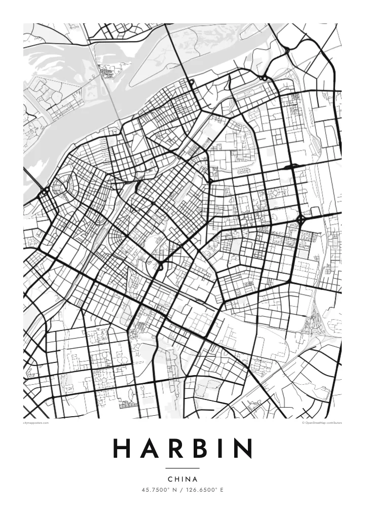 Poster mappa di Harbin — Classic