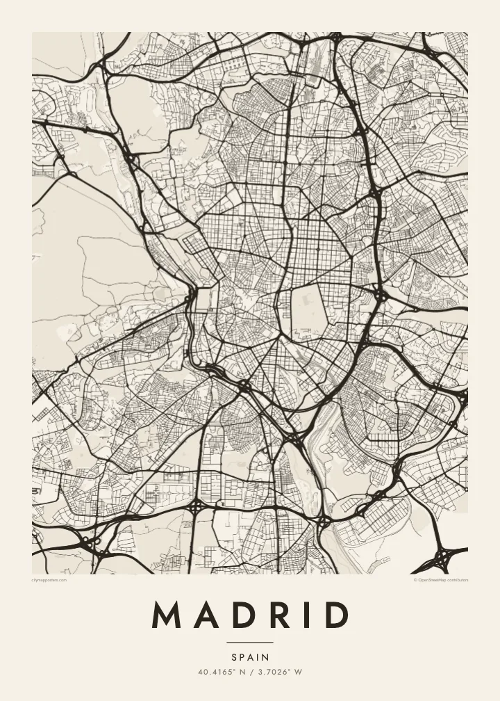 Poster mappa di Madrid — Paper