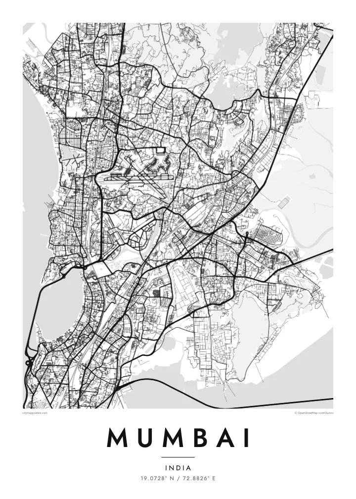 Poster mappa di Mumbai