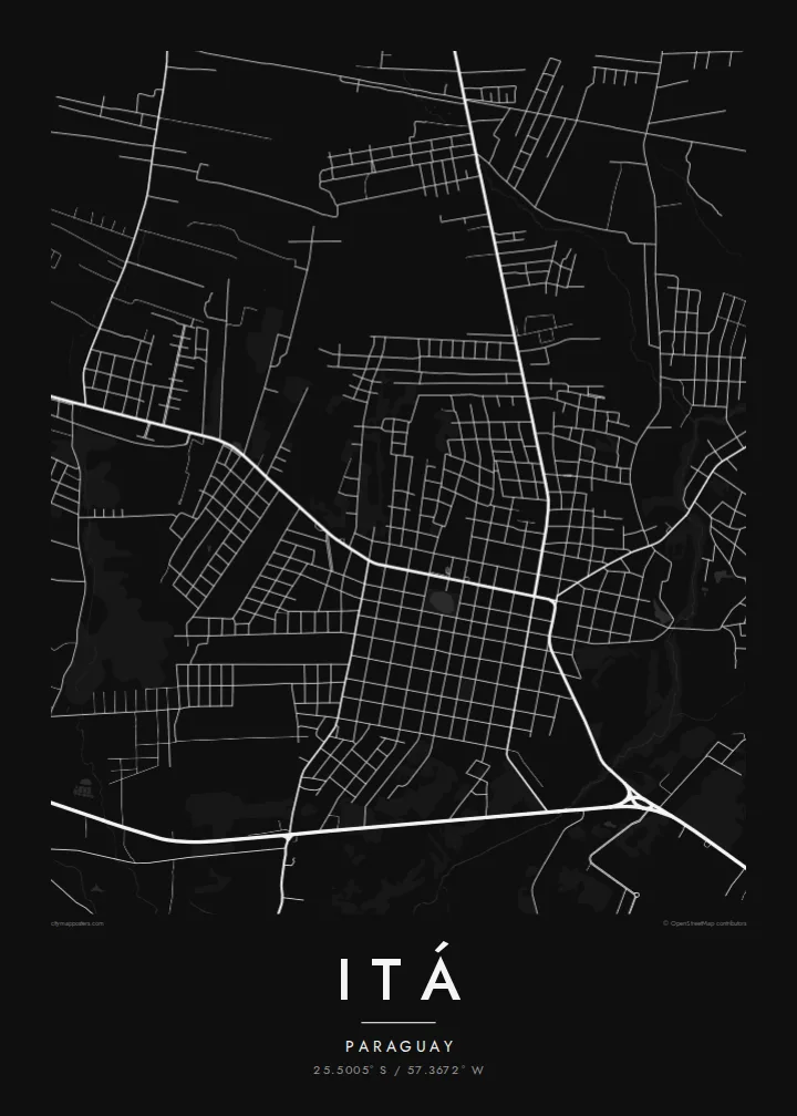 Itá map poster — Noir