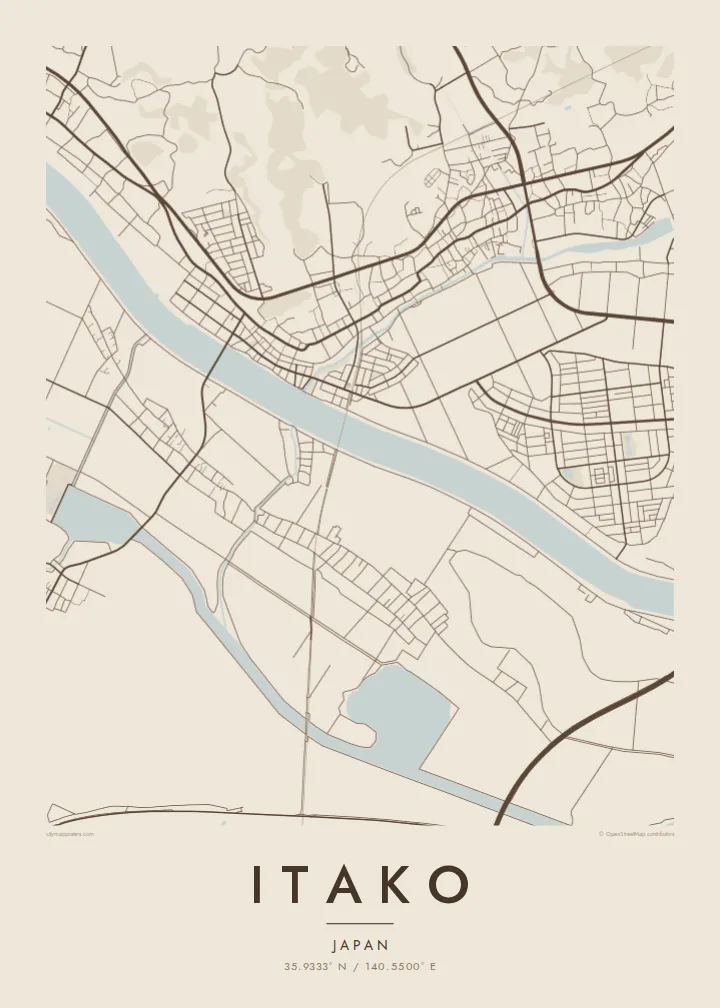 Itako map poster — Sand style