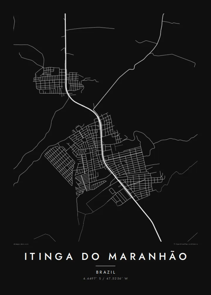 Itinga do Maranhão map poster — Noir