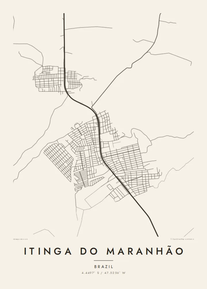 Itinga do Maranhão map poster — Paper