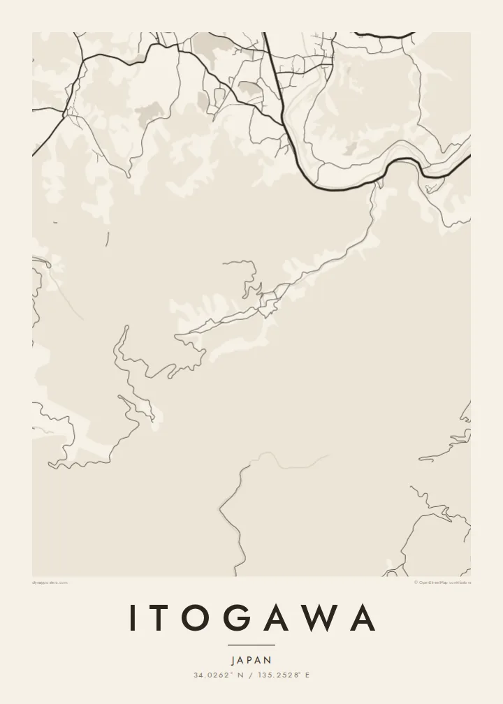 Itogawa map poster — Paper style