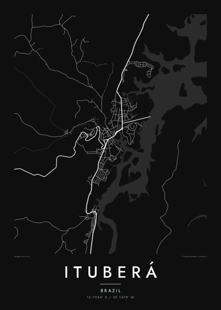 Ituberá map poster — Noir style