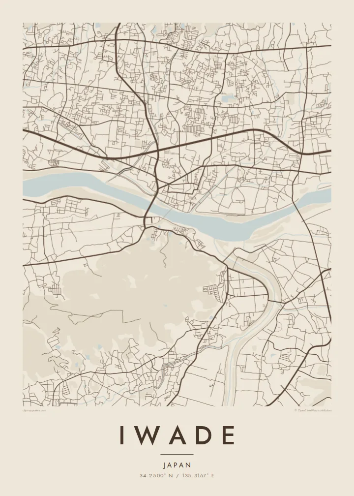 Iwade map poster — Sand style
