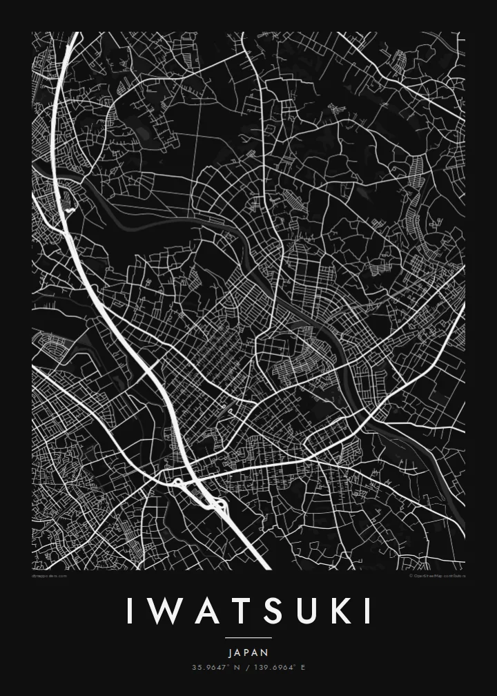 Iwatsuki map poster — Noir