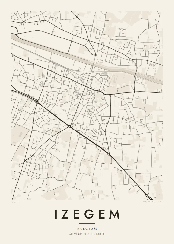 Izegem map poster — Paper style