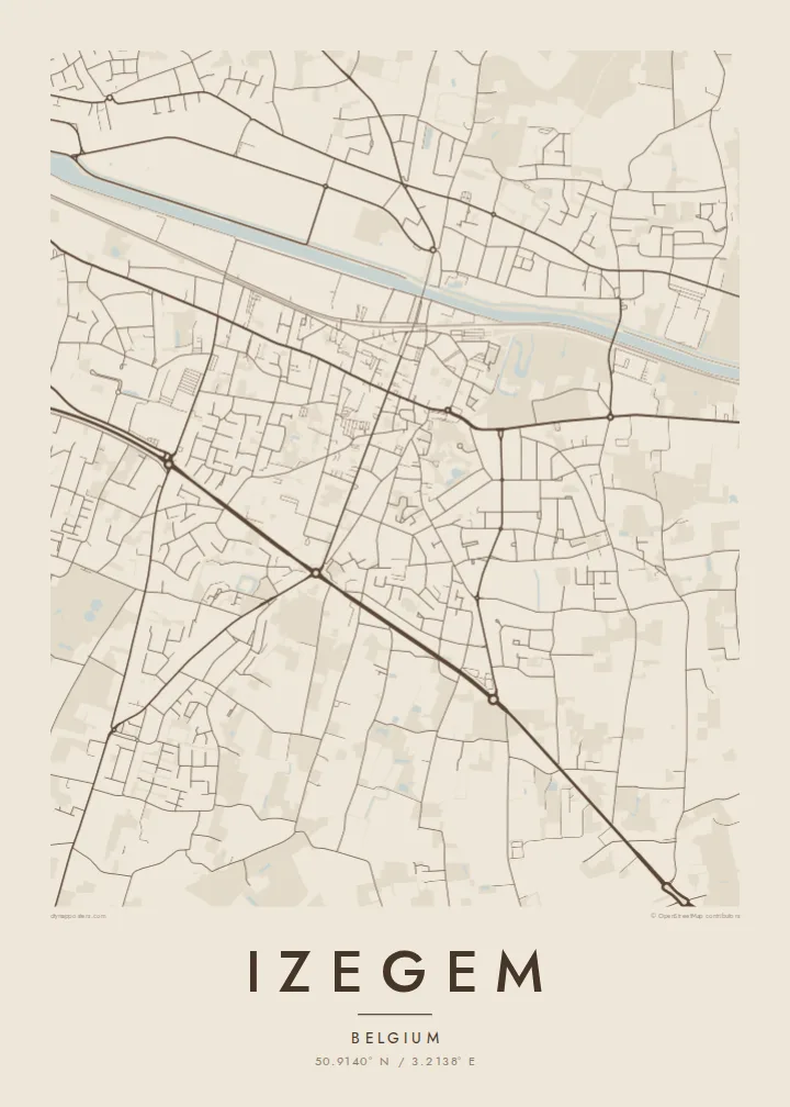 Izegem map poster — Sand style