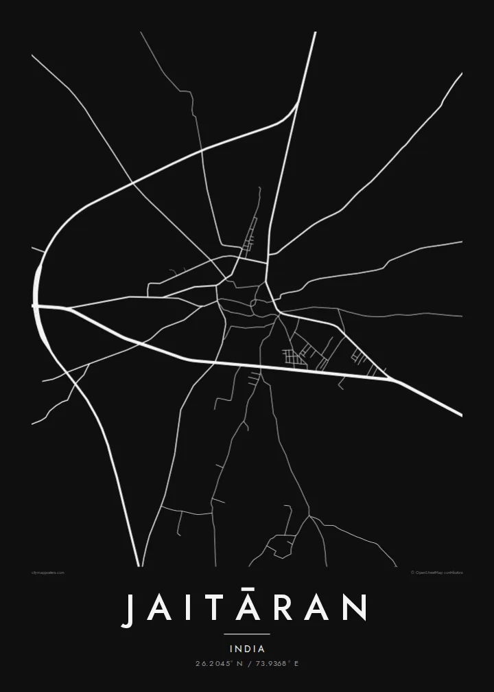 Jaitāran map poster — Noir