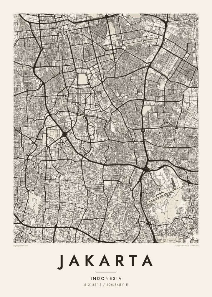 Jakarta map poster — Paper