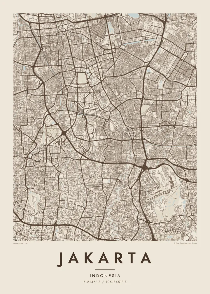 Jakarta map poster — Sand