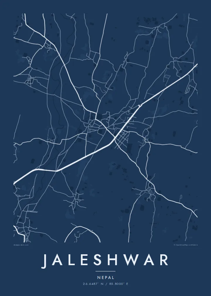 Jaleshwar map poster — Blueprint style