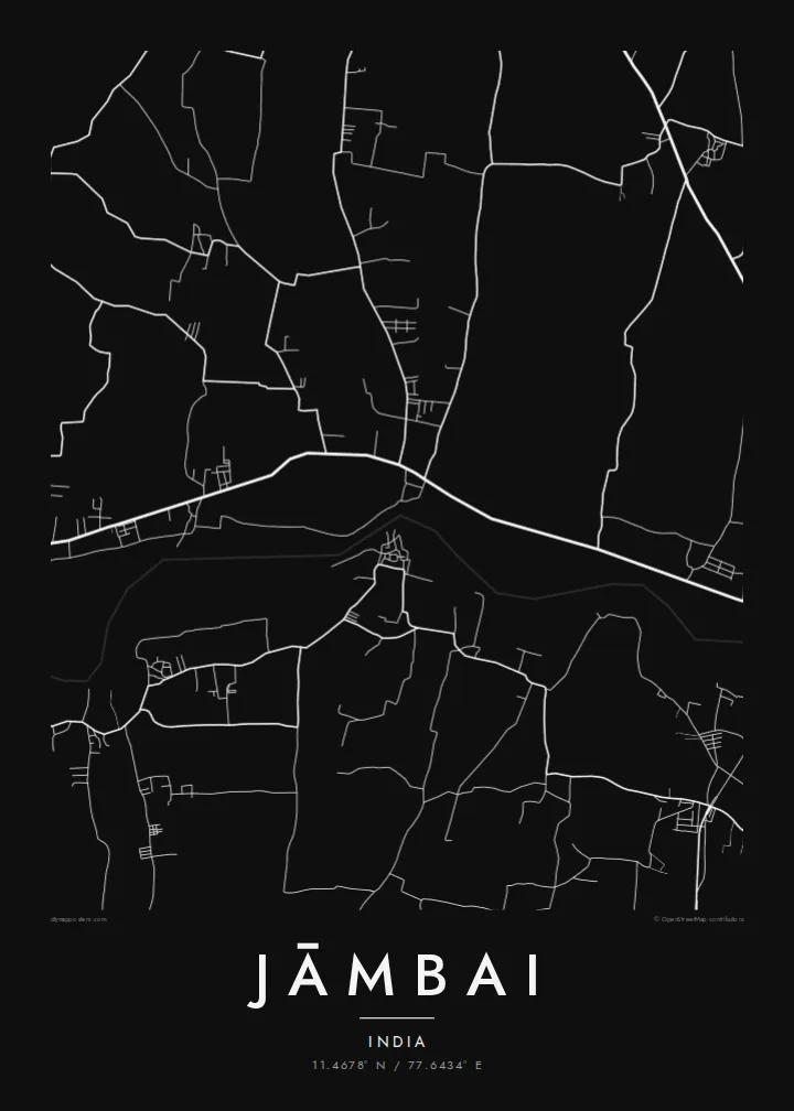 Jāmbai map poster — Noir
