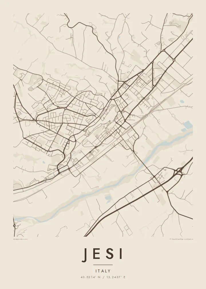 Jesi map poster — Sand style