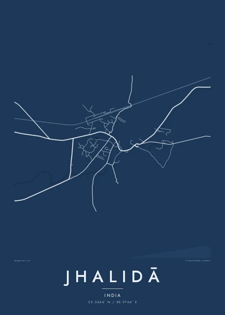 Jhalidā map poster — Blueprint style