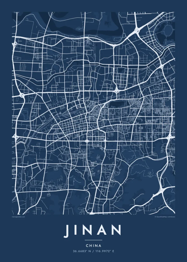 Jinan map poster — Blueprint