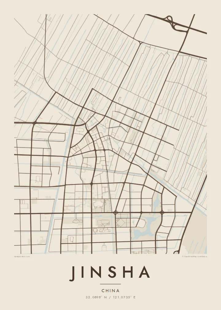 Jinsha map poster — Sand style