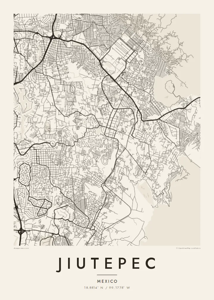 Jiutepec map poster — Paper
