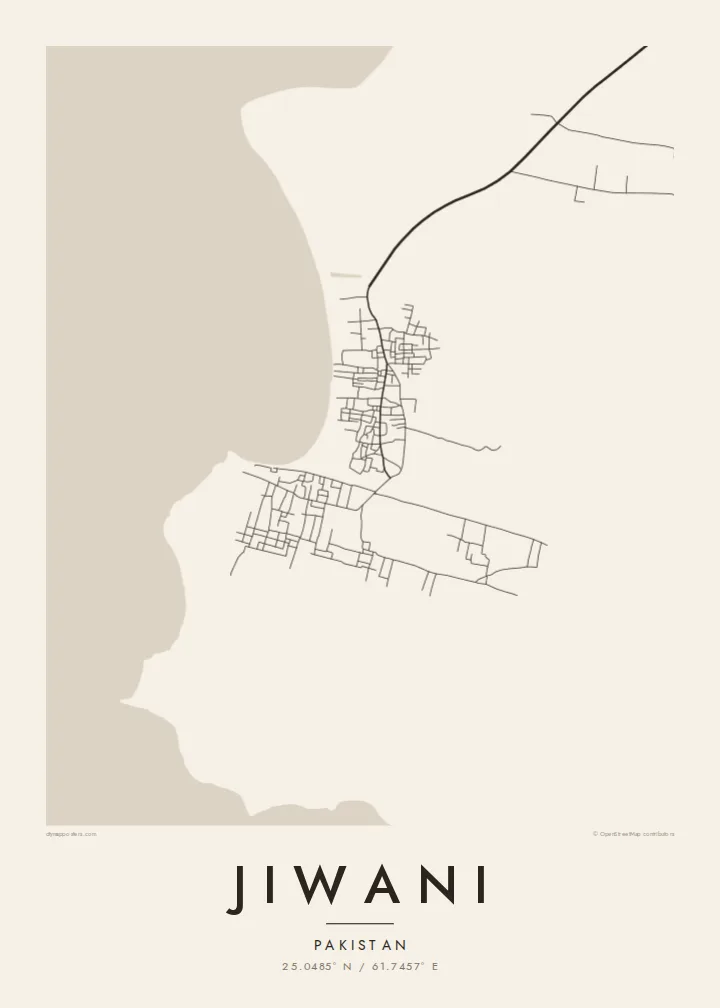 Jiwani map poster — Paper style