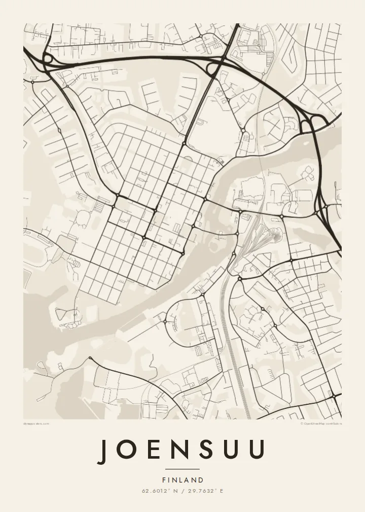 Joensuu map poster — Paper