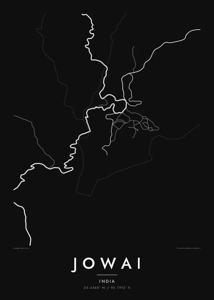 Jowai map poster — Noir