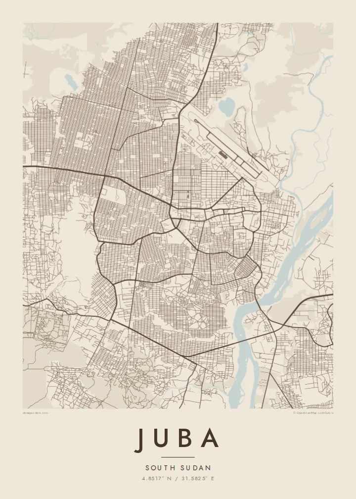 Juba map poster — Sand style