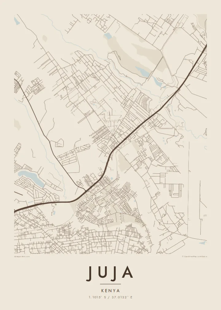 Juja map poster — Sand