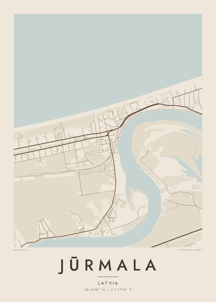 Jūrmala map poster — Sand