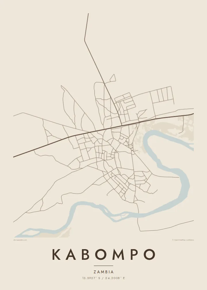 Kabompo map poster — Sand