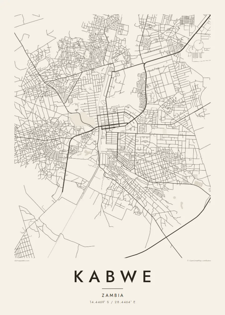 Kabwe map poster — Paper style