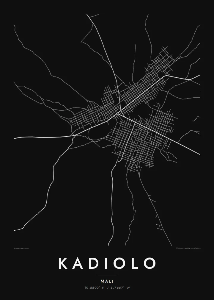Kadiolo map poster — Noir