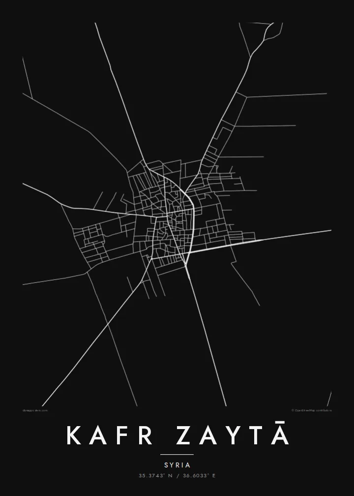 Kafr Zaytā map poster — Noir style