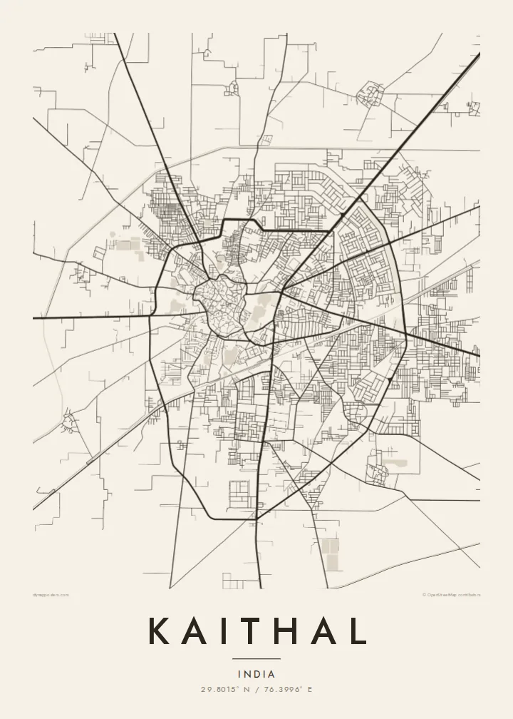 Kaithal map poster — Paper style