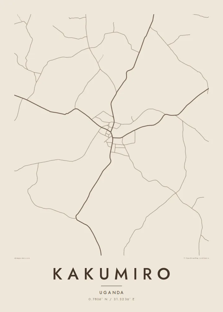 Kakumiro map poster — Sand