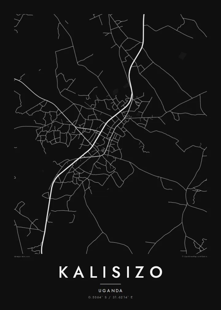 Kalisizo map poster — Noir