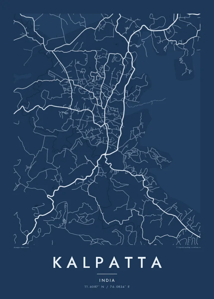 Kalpatta map poster — Blueprint style