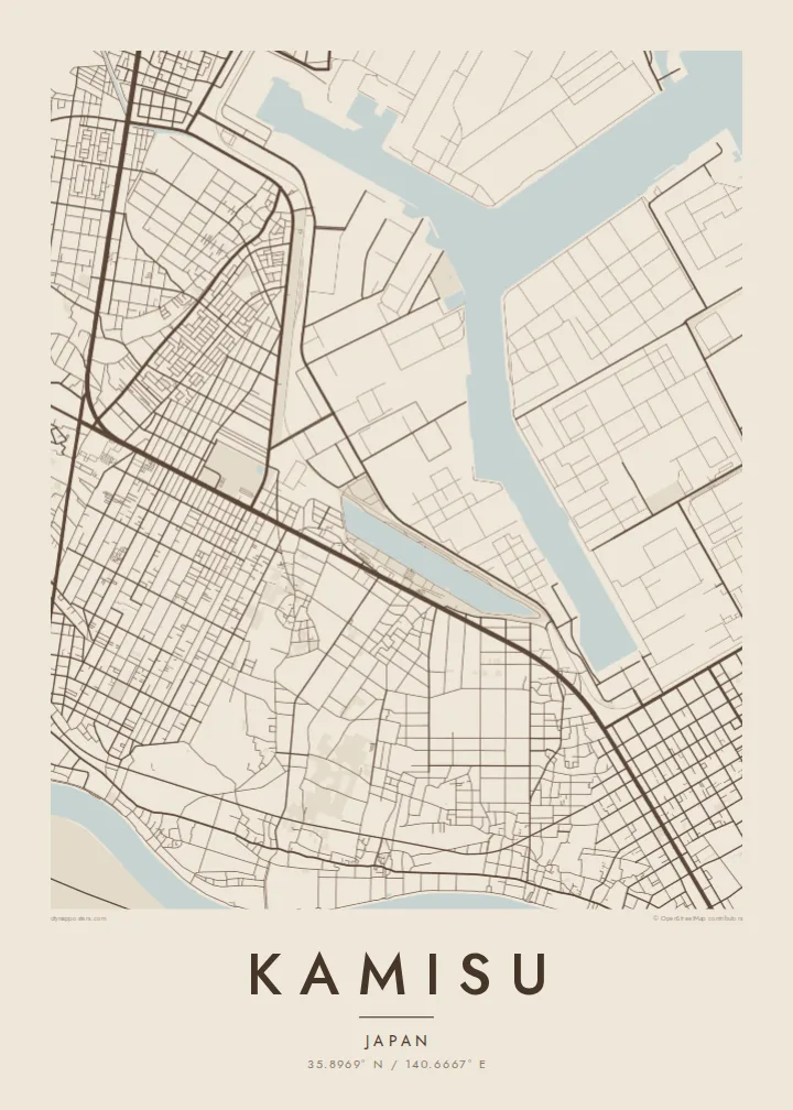 Kamisu map poster — Sand