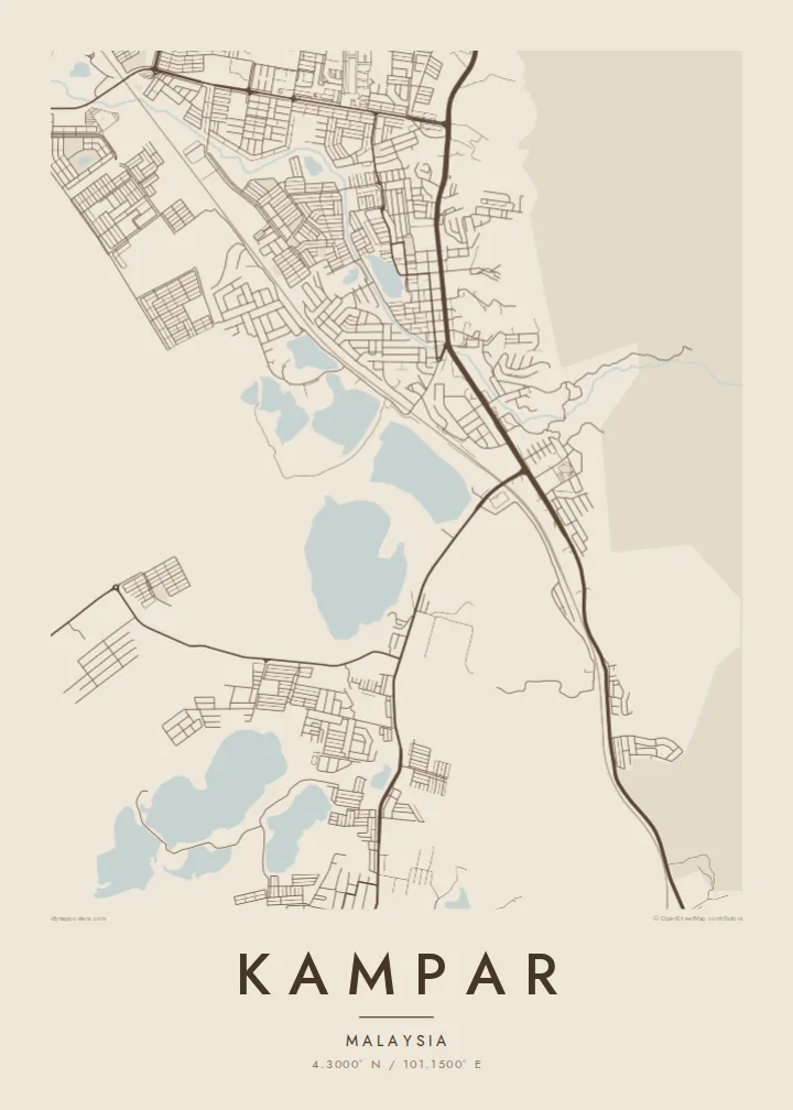 Kampar map poster — Sand style