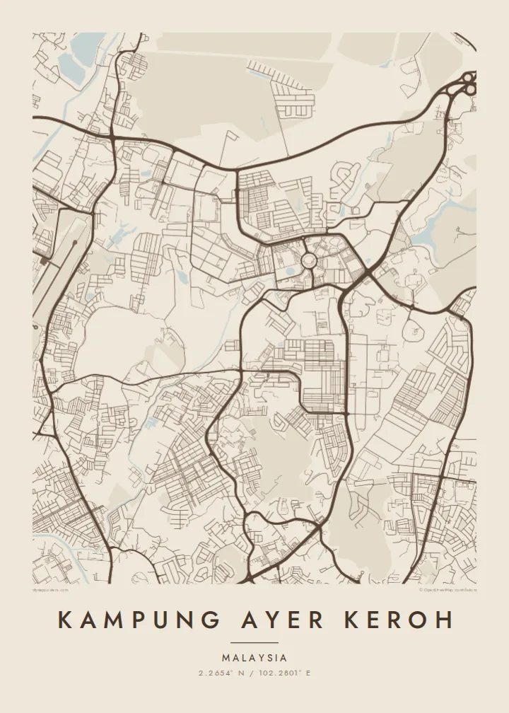 Kampung Ayer Keroh map poster — Sand style