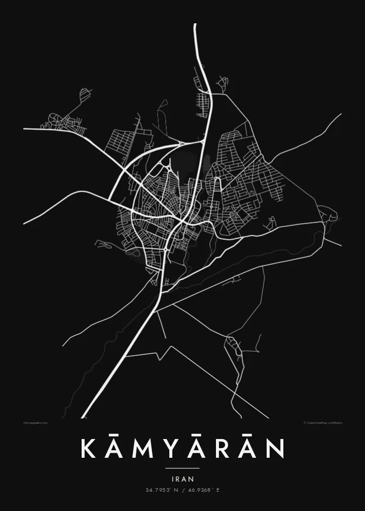 Kāmyārān map poster — Noir