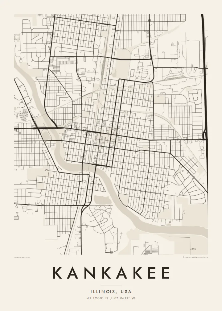 Kankakee map poster — Paper